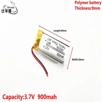 Литровый энергетический аккумулятор Хорошего качества 3,7 В, 900 мАч 902040 Полимерный литий-ионный/Li-ion аккумулятор для планшетного ПК BANK, GPS, mp3, mp4