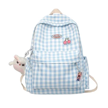Маленькие Свежие Клетчатые Женские Рюкзаки 2022 Женская Холщовая Школьная сумка для девочек Kawaii Bookbag Корейский Стиль Колледжа 2020 New Mochilas