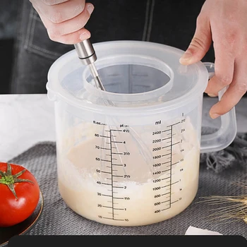 Мерный стакан для выпечки большой емкости, весы 2,5 л, миска для смешивания кухонных инструментов с крышкой, Прозрачный пластиковый стакан для смешивания домашних инструментов.