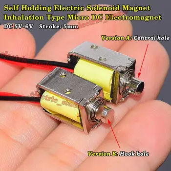 Мини-электромагнит постоянного тока с соленоидом 5 В ~ 6 В с самоподдерживающимся всасывающим Микроэлектромагнитным кабелем 300 мм для магнита бытовой техники