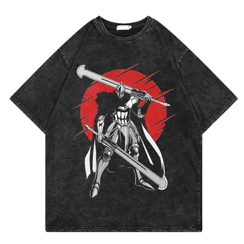 Модная футболка Harajuku Для мужчин и женщин, выстиранные футболки Overlord, аниме, хип-хоп, футболка с коротким рукавом, унисекс