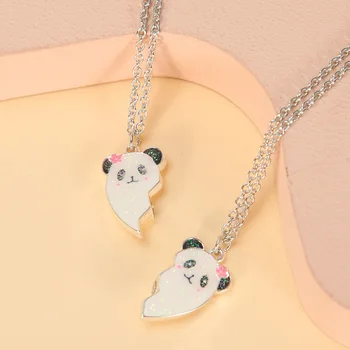 Модное ожерелье с магнитной пандой для женщин, подвеска в виде Мишки в форме сердца, Лучшая подруга, Ювелирные Аксессуары, подарок