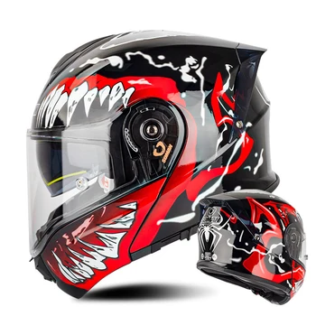 Мотоциклетные шлемы с откидывающимися стеклами и двойными линзами, одобренные ЕЭК, шлем Moto Capacete для мотогонок, для верховой езды, двойной козырек Cascos