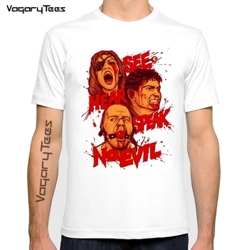 Мужская белая футболка Vagarytees Men Evil Horror, модные футболки See hear speak no evil, Летняя Прямая футболка