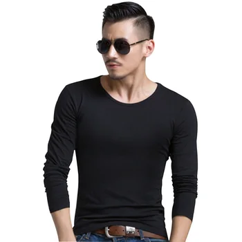 Мужская футболка с коротким рукавом и круглым вырезом, тонкая однотонная мужская футболка с длинным рукавом, новинка 2021 года, мужская одежда-футболки