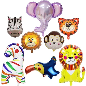 Мультяшное животное фольгированный воздушный шар животное лев зебра слон украшение детского душа лесной день рождения детская игрушка гелиевый воздушный шар