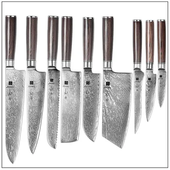 Набор Кухонных Ножей FANGZUO Профессиональный Шеф-Повар Из Дамасской Стали Для Очистки Хлеба Santoku Sharp Nakiri Кухонный Нож Кухонный Нож