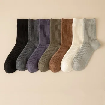 Новые осенне-зимние горячие продажи шерстяных носков, теплых дышащих деловых повседневных однотонных мужских носков среднего размера