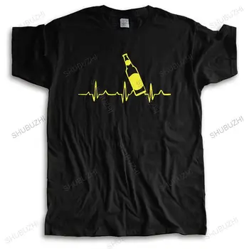 Новые хлопчатобумажные футболки модная футболка Мужская с круглым вырезом летняя футболка с принтом Beer Heartbeat Line унисекс футболка свободный топ с принтом футболки
