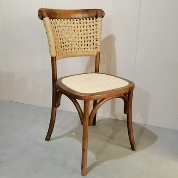Обеденные стулья из скандинавского ротанга, ретро-кофейный стул, простой Дизайнерский гостиничный обеденный стул со спинкой из цельного дерева ручной работы, удобный стул