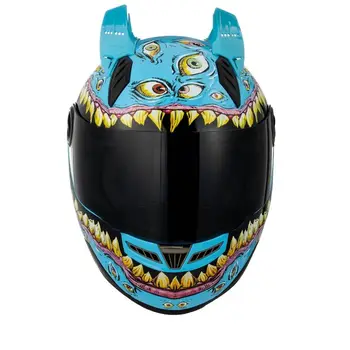 Одобренный DOT Синий шлем Big Eyes Casco Мотоциклетный шлем с полным лицом для мужчин и женщин на зимний сезон