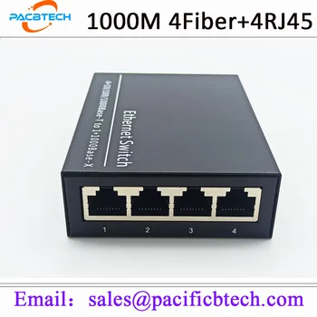 Оптоволоконный коммутатор Gigabit Ethernet Медиаконвертер 2 порта волокна 4RJ45 Оптоволоконный порт Оптический приемопередатчик 20 КМ SC Однорежимный 100/1000 М