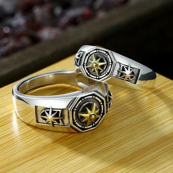 Оригинальное кольцо со звездой серебристого цвета, регулируемое индивидуальное кольцо для пары в стиле хип-хоп, европейское и американское