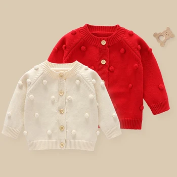 Осенне-зимняя детская одежда для девочек, однотонный вязаный свитер, кардиган, пальто с длинным рукавом, повседневная верхняя одежда для девочек от 0 до 6 лет