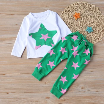 Осенний комплект Sodawn с длинными рукавами + брюки, повседневный комплект из 2 предметов со звездным рисунком, домашняя одежда, детская одежда для девочек