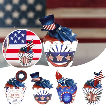 Открытки с изображением кексов на День независимости, украшения для американского дня рождения, вечерние платья для женщин, вечерние платья