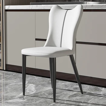 Офисные Металлические обеденные стулья, Свадебные обеденные стулья для кухни Relax из белой кожи, Эргономичная мебель для спальни Poltrona Luxuosa