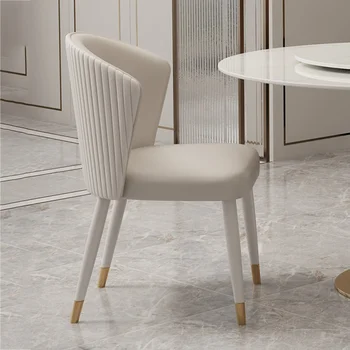 Парикмахерское Бежево-белое кресло, Туалетный Салон, Кожаное Металлическое кресло для спальни, Итальянская Роскошная Мебель для дома Sillas De Comedor T50CY
