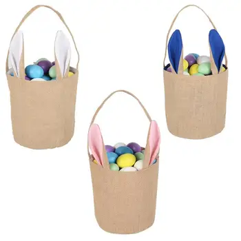 Пасхальная корзина-тоут, сумки для пасхальных кроликов с ручкой, сумка для кроличьих ушей, пасхальная корзина для яиц, ведро для конфет и подарков, ведро для переноски