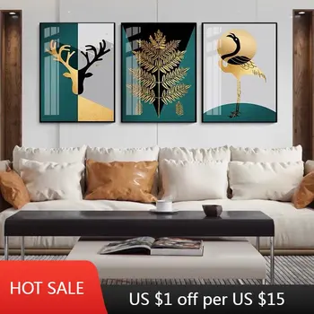 Плакат с рисунком Лося в скандинавском современном минималистичном средиземноморском стиле, диван, домашний фон, Настенное украшение, Картина
