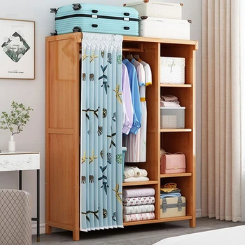Простые гардеробы для штор Шкафы для домашней спальни Шкаф для хранения в арендованной комнате Бамбуковый Утолщенный шкаф для спальни Современная мебель для дома