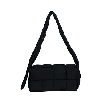 Пышная осенне-зимняя тканая сумка для женщин, регулируемый ремень, нейлоновая кассета с мягкой хлопчатобумажной подкладкой, Легкая сумка через плечо
