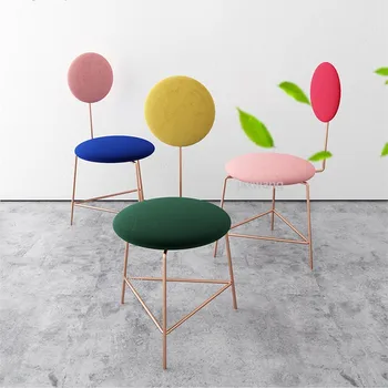 Розовый Металлический Современный минималистичный стул для макияжа, стул для гостиной, Креативный обеденный стул, Ресторанные стулья, стулья для гостиной