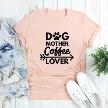 Собачья мама-Любительница кофе 2020, женская футболка с изображением лапы Мамы, хлопковые футболки с коротким рукавом и круглым вырезом, эстетичные рубашки в стиле харадзюку