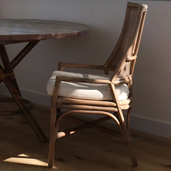 Современные минималистичные Обеденные стулья Гостиная Ретро Стул с одной спинкой Простой Ротанговый стул для творчества на открытом воздухе
