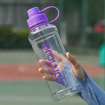 Спортивная бутылка для воды объемом 1000 мл, Уличная чашка для воды большой емкости С ручкой, Герметичный Прозрачный Уличный Шейкер для спорта