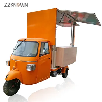 Тележка для еды на трехколесном велосипеде APE Уличный передвижной грузовик быстрого питания Электрический фургон для продажи кофе, хот-догов и пива