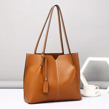 Угловой дизайн, сумка-тоут большой емкости, женская сумка из натуральной воловьей кожи, мягкая сумка для покупок Taro для офисных девушек