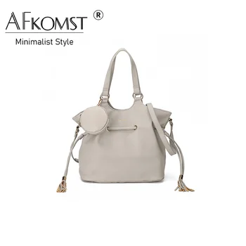 Универсальная сумка AFKOMST из искусственной кожи - вместительная сумка-тоут и шикарная однотонная сумка через плечо. Эта сумка представляет собой идеальное сочетание.