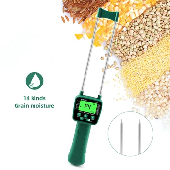 Цифровой 14 Видов Измеритель влажности зерна Гигрометр для хлопьев Голосовая сигнализация Умный металлический датчик Тестер влажности для кукурузы риса пшеницы бобов