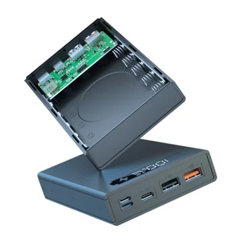 Чехол для Power Bank 5X18650, съемный держатель батареи 18650, зарядная коробка, оболочка для зарядки своими руками, быстрое зарядное устройство QC3.0 PD Черный