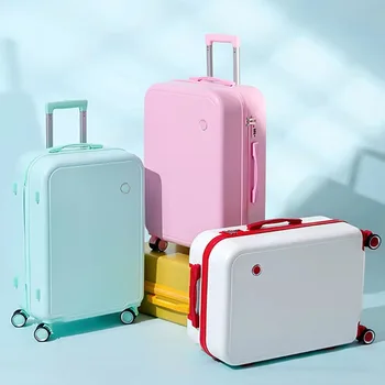 Чехол-тележка Macaron Color Студенческий багаж Женский Универсальный багаж на колесиках с паролем для перевозки багажа Дорожный чемодан