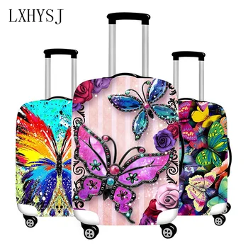 Эластичный чехол для багажа с рисунком бабочки, защитные чехлы для багажа для 18-32 дюймов, чехол для чемодана, аксессуары для путешествий HW582